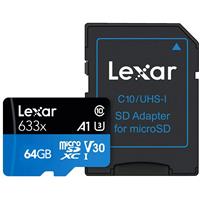 

Lexar High-Performance 64GB 633x microSDXC UHS-I U3 Memory Card with SD Adapter