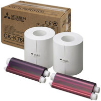 

Mitsubishi CK-K76RHG 6" High Grade Paper & Ink Ribbon Set for CP-K60DW-S Photo Printer, 4x6" 640 Prints/Roll