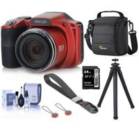 

Minolta M35Z 20MP 1080p HD Bridge Digital Camera with 35x Optical Zoom RED - Bundle With 64GB SDXC Card, Camera Case, Peak Camera Cuff Wrist Strap, FotoPro UFO 2 Flexible Tripod, Cleaning Kit