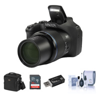 

Minolta MN67Z 20MP FHD Wi-Fi Bridge Camera with 67x Optical Zoom, Black - Bundle With Camera Case, 32GB SDHC Memory Card, Cleaning Kit, Card Reader