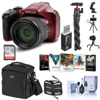 

Minolta MN67Z 20MP Full HD Wi-Fi Bridge Camera with 67x Optical Zoom, Red Essential Bundle with Bag, 64GB SD Card, Octopus Tripod, Corel PC Software Pack and Accessories