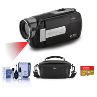 

Minolta MN80NV 1080p Full HD 3" Touchscreen Camcorder with Nightvision, Black - Bundle With 32GB MicroSDHC Card, Video Case, Cleaning Kit