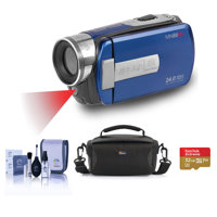 

Minolta MN80NV 1080p Full HD 3" Touchscreen Camcorder with Nightvision, Blue - Bundle With 32GB MicroSDHC Card, Video Case, Cleaning Kit