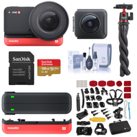 

Insta360 ONE R 1-Inch Edition - Bundle with Insta360 ONE R Dual-Lens 360 Mod, 128GB MicroSDXC Card, ONE R Battery Base, ONE R Battery Charger, Ulanzi MT-11 Octopus Tripod, Froggi G02 Acc Set, Clean Kit