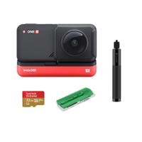 

Insta360 One R Dual Lens 360 Edition Wide-angle Mod, Waterproof Sports and Action Camera Bundle with Invisible Selfie Stick, 32GB microSD Card, Card Reader