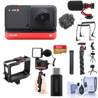 

Insta360 ONE R Dual Lens 360 Module - With Vlogging Kit, 128GB MicroSDXC Card, Ulanzi Metal Vlogging Cage, Insta360 ONE R Audio Adapter, H&A VideoMini Camera Microphone, Ulanzi MT-11 Octopus Tripod