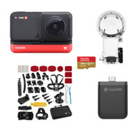 

Insta360 ONE R Dual Lens 360 Module - With Water Sport Kit 128GB MicroSDXC Card, Insta360 Vertical Battery Base, Insta360 Dive Case, Froggi G02 Extreme Sport Action Camera Accessory Set