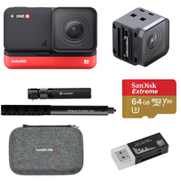 

Insta360 ONE R Twin Edition with 4K Module and Dual Lens 360 Module (CINAKGP/A) - Bundle With 64GB MicroSDHC Card, Bundle With 64GB MicroSDHC Card, Insta360 Bullet Time Handle, One R Carry Case, Card Reader