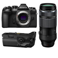 

Olympus OM-D E-M1 Mark II 20.4MP Mirrorless Micro Four Thirds Camera with M.Zuiko ED 100 -400mm f5.0-6.3 IS Lens, Black with HLD-9 Power Battery Grip