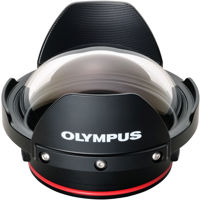 

Olympus PPO-EP02 Lens Port for ED 8mm F1.8 Fisheye PRO Lens with PT-EP11 (E-M1) and PT-EP08 (E-M5) underwater housings.