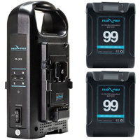 

IndiPRO 2x Micro Alpha Series 99Wh V-Mount Lithium-Ion Batteries and Dual V-Mount Battery Charger Kit, Black