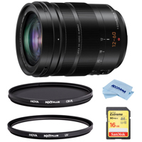 

Panasonic Lumix G Leica DG Vario-Elmarit 12-60mm F/2.8-4.0 OIS Lens for Micro 4/3rd Mount - Bundle With Hoya NXT Plus 62mm HMC UV Filter, NXT Plus 62mm HMC Circular Polarizer Filter, 16GB SDHC Card