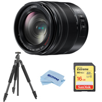 

Panasonic Lumix G Vario 14-140mm f/3.5-5.6 II ASPH Power O.I.S. Micro Four Thirds Mount Lens - Bundle With Slik Pro II 4-section Aluminum Tripod with BallHead, Gunmetal, 16GB U3 SDHC Card