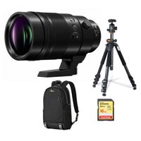 

Panasonic Lumix G Leica DG Elmarit 200mm f/2.8 Asph. Power OIS Lens for Micro Four Thirds - Bundle With Vanguard 264AB-100 4-section Aluminum Tripod with BallHead, Lowepro 150 Backpack, 16GB SDHC Card