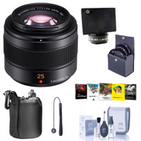 

Panasonic Lumix G Leica DG Summilux II 25mm f/1.4 Aspherical Lens for Micro 4/3 System - Bundle With Lens Case, Flex Lens Shade, 46mm Filter Kit, Cleaning Kit, Capleash II, PC Software Package