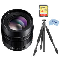 

Panasonic Lumix G Leica DG Nocticron 42.5mm f/1.2 Aspherical POWER O.I.S Lens for Micro 4/3rd - Bundle With Vanguard 264AB-100 4-section Aluminum Tripod with SBH-100 QR BalHead Black, 16GB SDHC Card