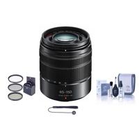 

Panasonic Lumix G Vario 45-150mm f/4.0-5.6 ASPH Lens for G Series Cameras, Matte Black - Bundle With Filter Kit, Capleash II, Cleaning Kit