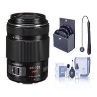 

Panasonic Lumix G X Vario 45-175mm F/4.0-5.6 Power OIS Zoom Lens, Black - Bundle - with Tiffen 46mm UV Filter, Lens Cap Leash, Professional Lens Cleaning Kit