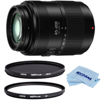 

Panasonic Lumix G Vario 45-200mm f/4-5.6 II POWER OPTICAL I.S. Lens for Micro Four Thirds - Bundle With Hoya NXT Plus 52mm HMC UV Filter, NXT Plus 52mm HMC Circular Polarizer Filter, Cleaning Cloth