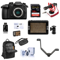

Panasonic Lumix DC-GH5 Mirrorless Camera Body Black - Bundle With Rode Mic, 1284GB Card, Camera Bag, Bi-Color On Camera LED Light, 2x Spare Batteries, And More