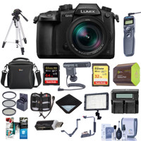 

Panasonic Lumix DC-GH5 Mirrorless Camera, Black with Leica DG Vario 12-60mm F/2.8-4.0 Lens - Bundle With 64/32GB SDHC U3 Card, 2x Spare Battery, Camera Case, Tripod, Video Light, Shotgun Mic, And More