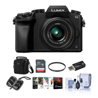 

Panasonic Lumix DMC-G7 Mirrorless Micro Four Thirds Camera with 14-42mm Lens, Black - Bundle with Camera Case, 32GB SDHC Card, Cleaning Kit, Memory Wallet, Card Reader, 46mm UV Filter, Pc Software Package
