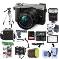

Panasonic Lumix DC-GX9 20.3MP Mirrorless Digital Camera with 12-60mm F3.5-5.6 Lens Silver - Bundle with Camera Bag, 64GB SDXC Card, Zoom Flash, Spare Battery, Tripod, Shotgun Mic, Video Light, More