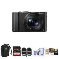 

Panasonic Lumix DMC-LX10 Digital Camera, 20MP 1" Sensor - Bundle with 32GB SDHC U3 Card, Camera Case, Cleaning Kit, Memory Wallet, Mac Software Package