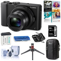 

Panasonic Lumix DMC-LX10 Digital Camera, 20MP 1" Sensor - Bundle with 64GB SDXC Card, Camera Case, Spare Battery, Cleaning Kit, Memory Wallet, Table Top Tripod, Card Reader, Software Package