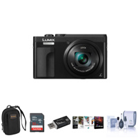 

Panasonic Lumix DC-ZS70 Digital Point & Shoot Camera, Black - Bundle With Camera Case, 16GB Memory Card, Lens Cleaning Kit, Card Reader, Corel PC Software Package