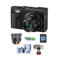 

Panasonic Lumix DC-ZS70 Digital Point & Shoot Camera, Black - Bundle With Camera Case, 16GB Memory Card, Lens Cleaning Kit, Card Reader, Corel Mac Software Package