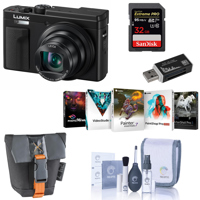 

Panasonic Lumix DC-ZS80 Digital Camera, Black, Kit with Bag, 32GB Memory Card, PC Software Suite, Cleaning Kit, Memory Card Reader
