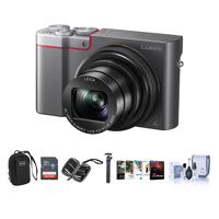 

Panasonic Lumix DMC-ZS100 Digital Camera, 20.1MP, Silver - Bundle with 16GB Class 10 SDHC Card, Camera Case, Cleaning Kit, Memory Wallet, Sunpak FlexPod Pro, PC Software Package