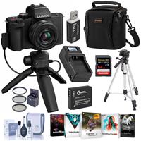 Image of Panasonic Lumix DC-G100 Mirrorless Camera Black with 12-32mm Lens &amp; Tripod/Grip Essential Bundle with 64GB SD Card