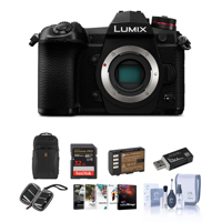 

Panasonic Lumix G9 Mirrorless Camera Body, Black - Bundle With 32GB SDHC U3 Card, Spare Battery, Camera Case, Cleaning Kit, Memory Wallet, Card Reader, PC Software Package