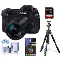 

Panasonic Lumix G9 Mirrorless Camera, Black with Lumix G Leica DG Vario-Elmarit 12-60mm F/2.8-4.0 Lens -_Bundle With Vanguard 264AB100 4-section Aluminum Tripod with QR BallHead Black, 32GB SDHC Card