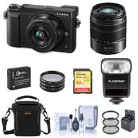 

Panasonic Lumix DMC-GX85 Mirrorless Camera, Black, with 12-32mm and 45-150mm Lens Flash Bundle with Flashpoint Zoom-Mini, Bag, 32GB SD Card, Filter Kit, Extra Battery and Accessories