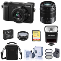 

Panasonic Lumix DMC-GX85 Mirrorless Camera, Black, with 12-32mm and 45-150mm Lens Flash Bundle with Flashpoint Zoom-Mini, Bag, 32GB SD Card, Filter Kit, Extra Battery and Accessories