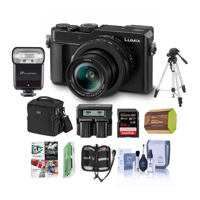 

Panasonic Lumix DC-LX100 II Digital Point & Shoot Camera with 24-75mm LEICA DC Lens, Black - Bundle With Camera Case, 64GB SDHC U3 Card, Tripod, Zoom Flash, Dual Charger, Software Package, And More