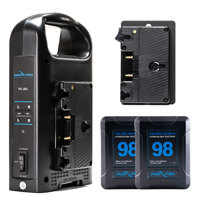 

IndiPRO 2x Micro-Series 98Wh Gold Mount Li-Ion Battery Kit for Blackmagic URSA Camera, Includes Dual Battery Charger & Battery Plate