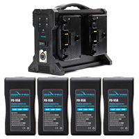 

IndiPRO Four Compact 95Wh Gold-Mount Li-Ion Batteries and Quad Pro Battery Charger Kit