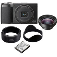 

Ricoh GR III Digital Camera, Black - Bundle with Ricoh GW-4 Wide Conversion Lens, Ricoh GA-1 Lens Adapter, Ricoh DB-110 Battery
