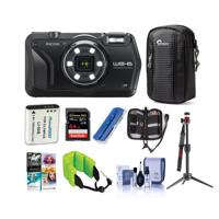 

Ricoh WG-6 Digital Camera, Black - Bundle With Camera Case, 64GB SDXC U3 Camera, Table Top Tripod, Spare Battery, Cleaning Kit, Memory Wallet, Card Reader, Foam strap, Software Package