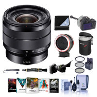 

Sony 10-18 F/4 OSS E-Mount Lens - Bundle with 62mm Filter Kit, Flex Lens Shade, FocusShifter DSLR Follow Focus, Peak Lens Changing Kit Adapter, Cleaner, Lens Case, Software Package, And More