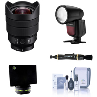 

Sony FE 12-24mm f/4 G E-Mount Lens - With Flashpoint Zoom Li-on X R2 TTL On-Camera Round Flash Speedlight - Flex Lens Shade, Cleaning Kit, Lens Cleaner