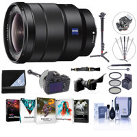 

Sony Vario-Tessar T* FE 16-35mm F4 ZA OSS E-Mount Lens - Bundle with 72mm Filter Kit, FocusShifter DSLR Follow Focus, Aluminum Photo/Video Monopod, Flex Lens Shade, Software Package, And More