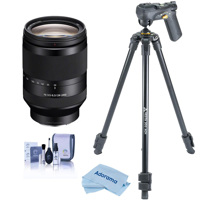 

Sony FE 24-240mm F3.5-6.3 OSS E-Mount Camera Lens - With Slik Sprint Pro III BH Travel Tripod with SBH-100 DQ All Metal Ball Head, Black, Cleaning Kit, Microfiber Cloth