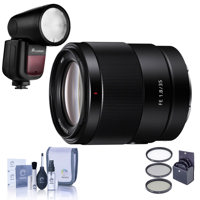 

Sony FE 35mm f/1.8 E-Mount Full Frame Lens - Bundle With Flashpoint Zoom Li-on X R2 TTL On-Camera Round Flash Speedlight, 55mm Filter Kit, Cleaning Kit