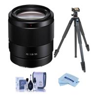 

Sony FE 35mm f/1.8 E-Mount Full Frame Lens - With Slik Sprint Pro III BH Travel Tripod with SBH-100 DQ All Metal Ball Head Black, Cleaning Kit, Microfiber Cloth