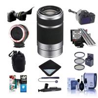 

Sony E 55-210mm f/4.5-6.3 OSS E-Mount Lens, Silver/Black - Bundle With Flex Lens Shade, DSLR Follow Focus & Rack Focus, MkII Focus Calibration System, Peak Lens Changing Kit Adapter And More